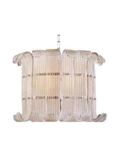 Brasher 8-Light Chandelier in Polished Nickel.